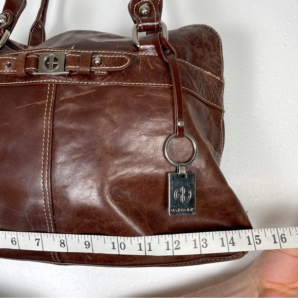 Giana Bernini large leather tote/satchel purse dark brown color | luxury, vintag - Picture 8 of 16